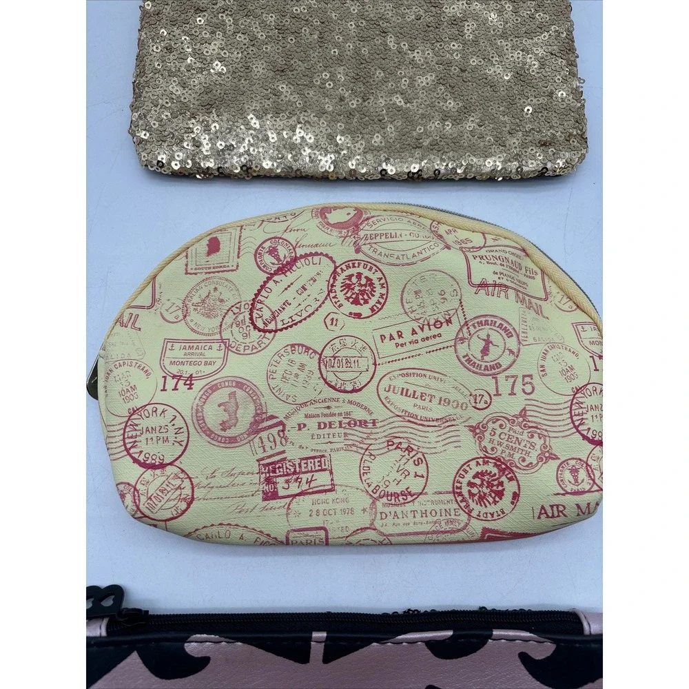 New W/out Tags 3 Ipsy Cosmetic Makeup Bags - Passport, Sequin, Betty Boop